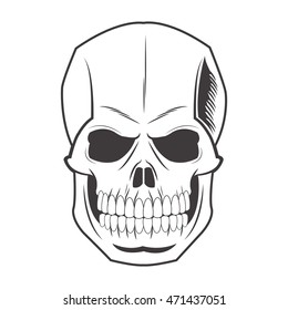 skull tattoo face gothic death evil icon. flat and isolated design. Vector illustration