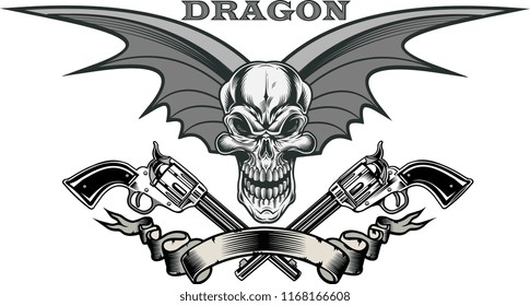 Skull tattoo and Guns 