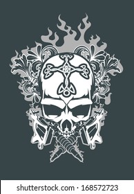 Skull with tattoo guns