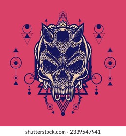 Skull Tattoo Illustration Artwork with Sacred Geometry