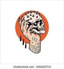 skull tattoo illustration vector design