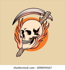 skull tattoo illustration vector design