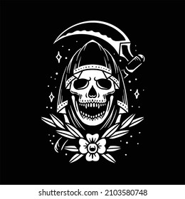 skull tattoo illustration vector design