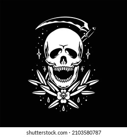 skull tattoo illustration vector design