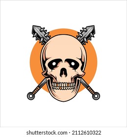 diseño vectorial de ilustración de tatuaje craneal
