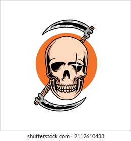 skull tattoo illustration vector design