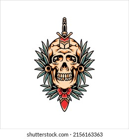 skull tattoo illustration vector design
