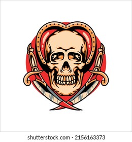 skull tattoo illustration vector design