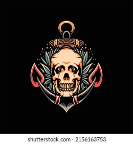 skull tattoo illustration vector design