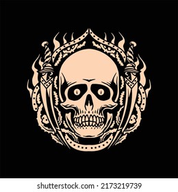 skull tattoo illustration vector design