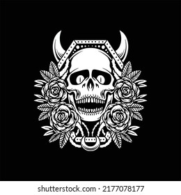 skull tattoo illustration vector design