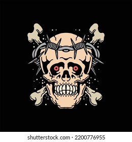 skull tattoo illustration vector design