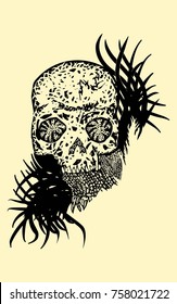 skull tattoo on a yellow background