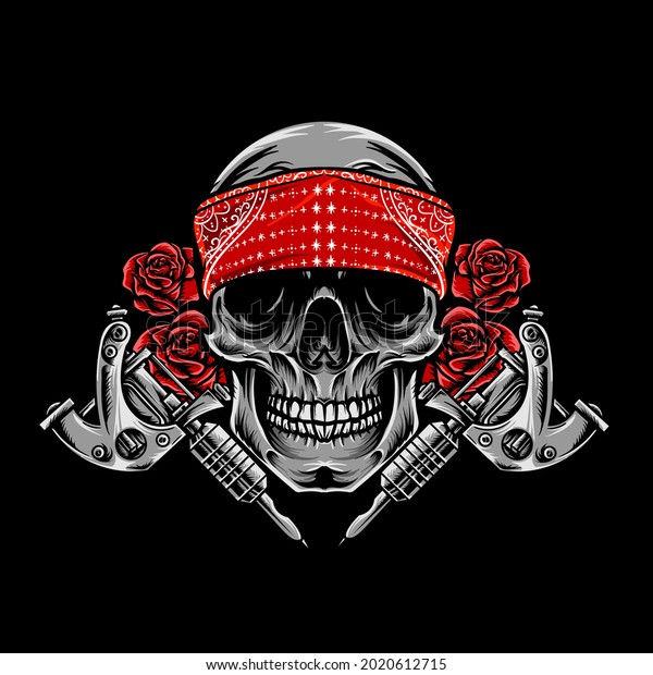 Skull Tattoo Rose Vector Illustration Stock Vector (Royalty Free ...