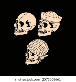 skull tattoo set vector design