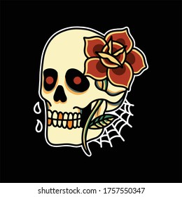 skull tattoo vector design illustration