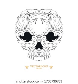 Skull tattoo. vector. vector illustration. silhouette of a skull. black tattoo