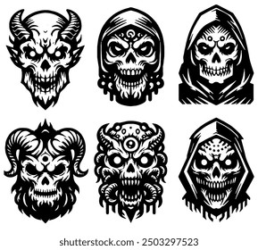 Skull Tattoos, Edgy and Stylish Design - Flat Vector Illustration