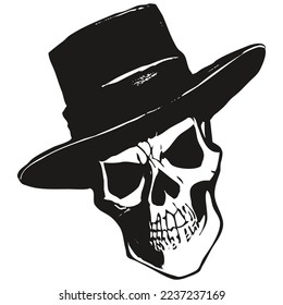 skull tattoos with hats vector hand drawn ,black and white clip art
