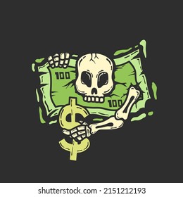 
skull tearing money vector design