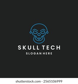 Skull tech logo icon design template vector illustration