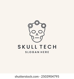 Skull tech logo style icon design template flat vector