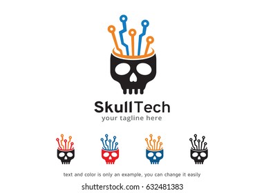 Skull Tech Logo Template Design Vector