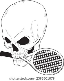 Skull Tennis Tennis racket Sports Vector Graphic Art Illustration