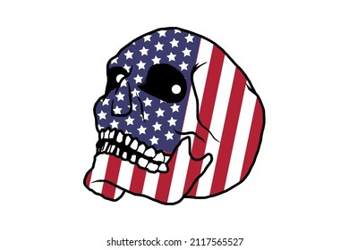 skull with texture like american flag