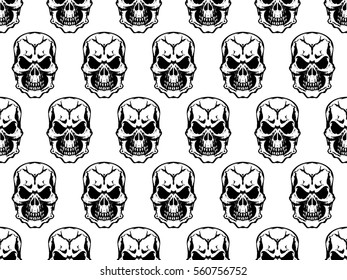 skull texture pattern repeated seamless background black and white. print fabric textile