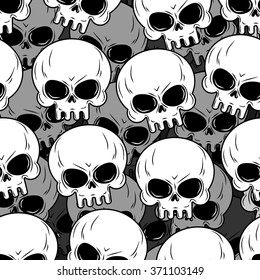 Skull texture. Skeleton head lot. Background of skulls. Ornament for Halloween.
