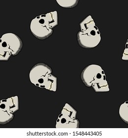 skull theme vector seamless pattern. For textile print,  halloween design, web, room wall decor, and other uses
