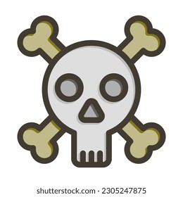 Skull Thick Line Filled Colors For Personal And Commercial Use.
