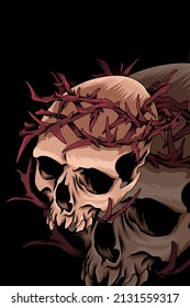 Skull with thorn vector illustration