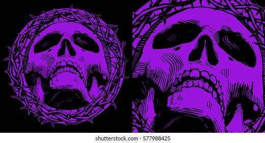 Skull with thorns. Vector illustration