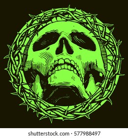 Skull with thorns. Vector illustration