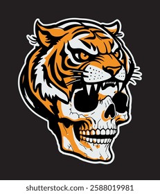 Skull with tiger Royalty Vector Image. Skull Tiger Headdress vector