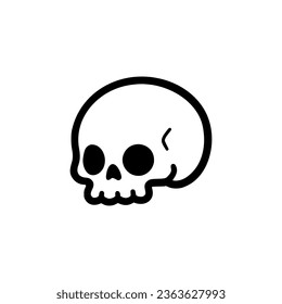 Skull tiny icon. easy drawing line work. Simple vector illustration isolated on white background. Halloween mini design for t-shirt, tattoo, invitation, print for clothes and logo, emblem, stickers.