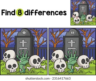 Skull and Tomb Halloween Find The Differences