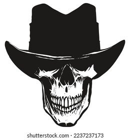 skull in top hat vector hand drawn ,black and white clip art
