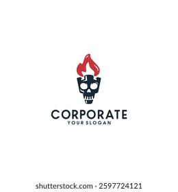 Skull torch logo in vector