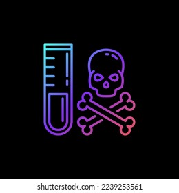 Skull y Toxic Test Tube vector Química concepto colorido icono de línea sobre fondo oscuro