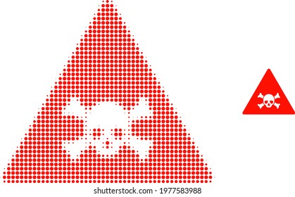 Skull toxic warning halftone dot icon illustration. Halftone array contains circle dots. Vector illustration of skull toxic warning icon on a white background.