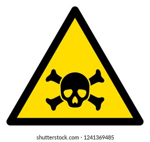 Skull toxic warning vector icon symbol. Flat pictogram is isolated on a white background. Skull toxic warning pictogram designed with simple style.