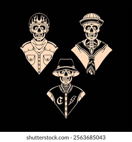 skull traditional tattoo set design