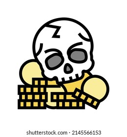 skull treasure color icon vector. skull treasure sign. isolated symbol illustration