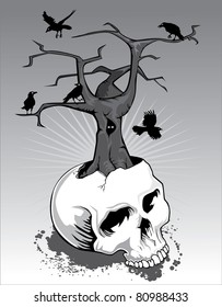Skull with Tree and Crows