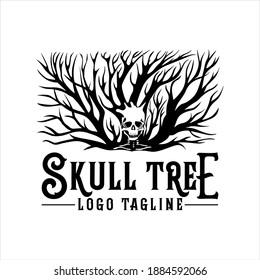 Skull Tree Logo, company logo design idea,  vector Illustration 