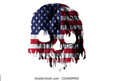 Skull Trending With A Beautiful White Background, Skull American Flag For T-shirt Screen Printing