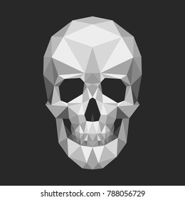 Skull with triangles. Abstract low poly vector illustration.